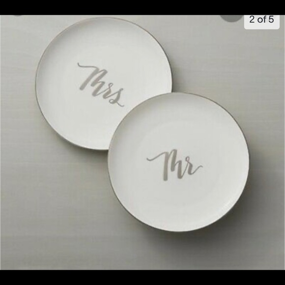 Crate & Barrel | Mr. And Mrs. Dessert Plates - Picture 3 of 4
